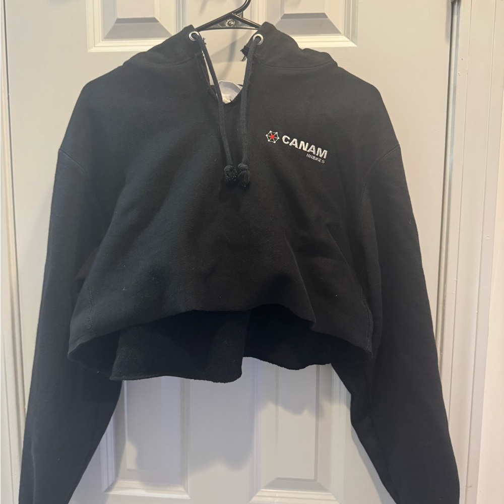 Women's Black Cropped Hoodie Sweater